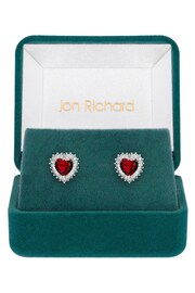 Jon Richard Silver Cubic Zirconia Heart Stud Earrings - Image 2 of 2