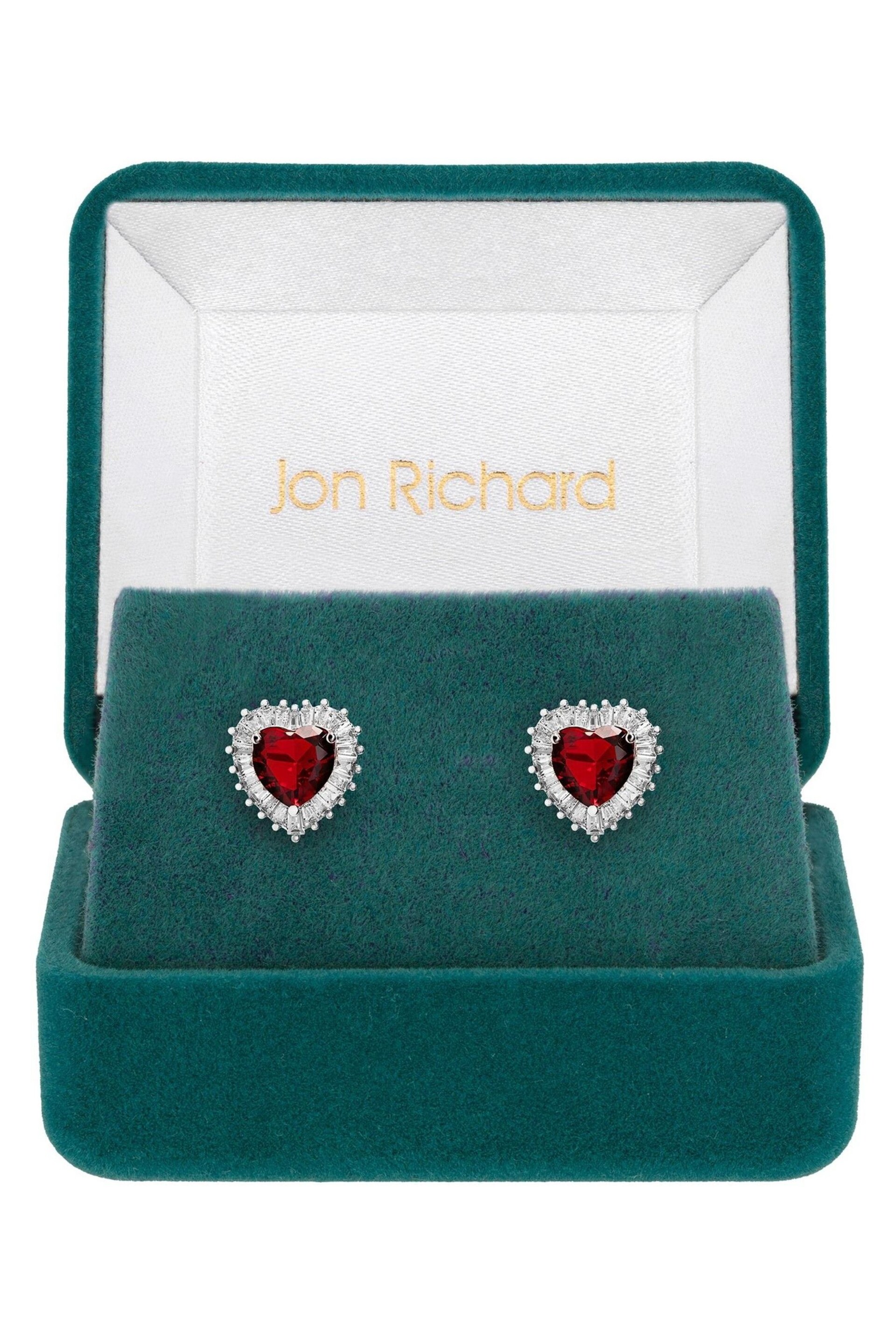 Jon Richard Silver Cubic Zirconia Heart Stud Earrings - Image 2 of 2