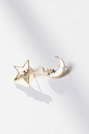 Jon Richard Gold Tone Cubic Zirconia And Mother Of Pearl Celestial Mis Match Stud Earrings - Image 2 of 4