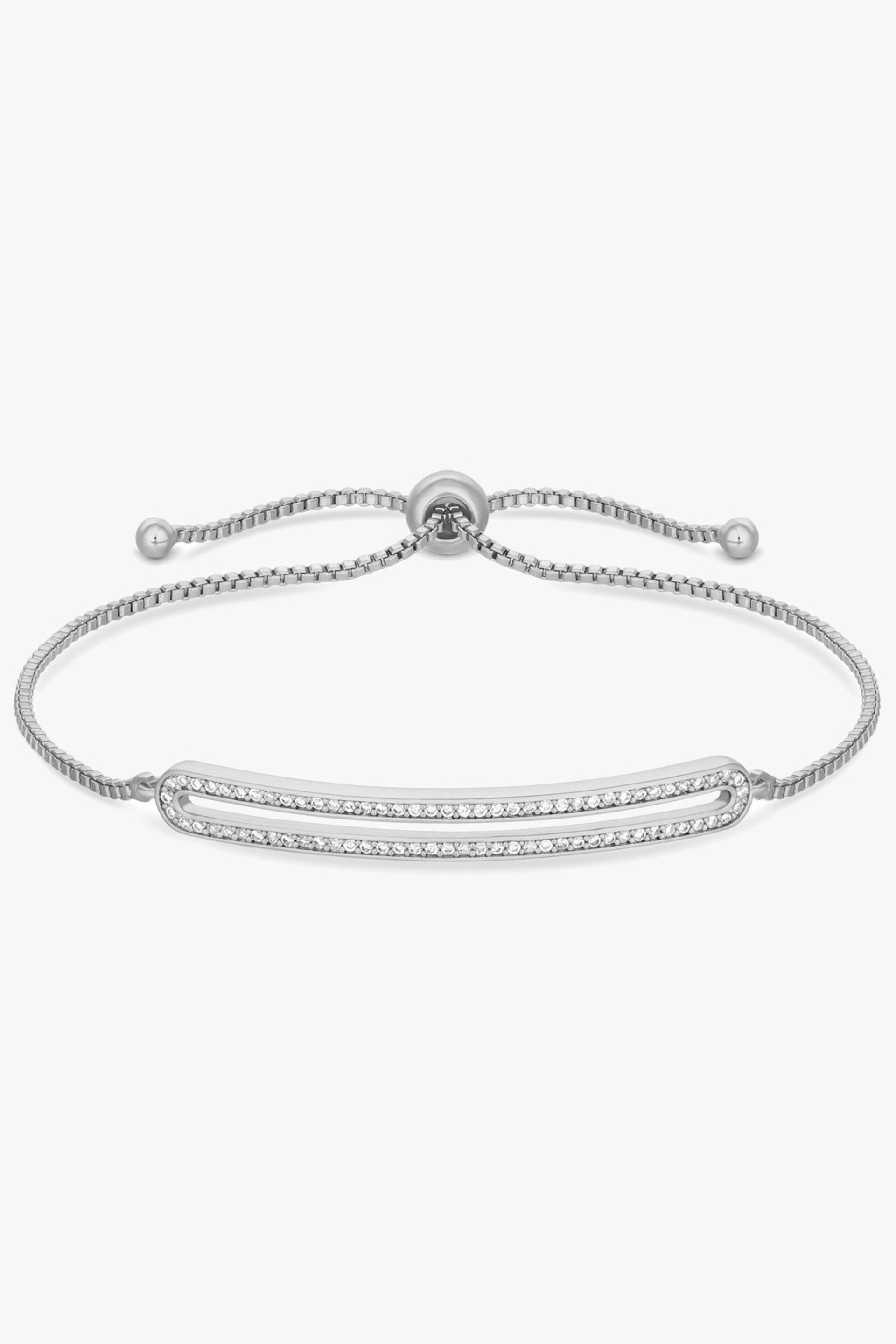 Jon Richard Silver Tone Cubic Zirconia Open Bar Toggle Bracelet - Image 1 of 1