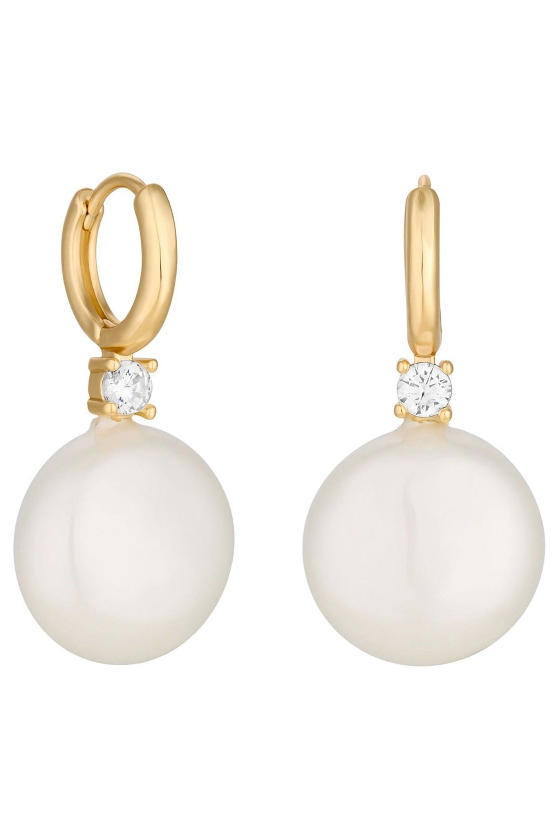 Jon Richard Gold Tone Polished Huggie Hoop Pearl Drop Earrings - Image 1 of 5