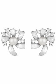 Jon Richard Silver Tone Pearl Centre Floral Stud Earrings - Image 1 of 3