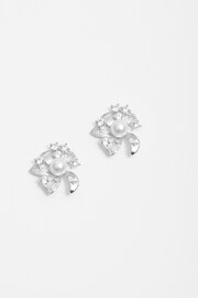 Jon Richard Silver Tone Pearl Centre Floral Stud Earrings - Image 2 of 3