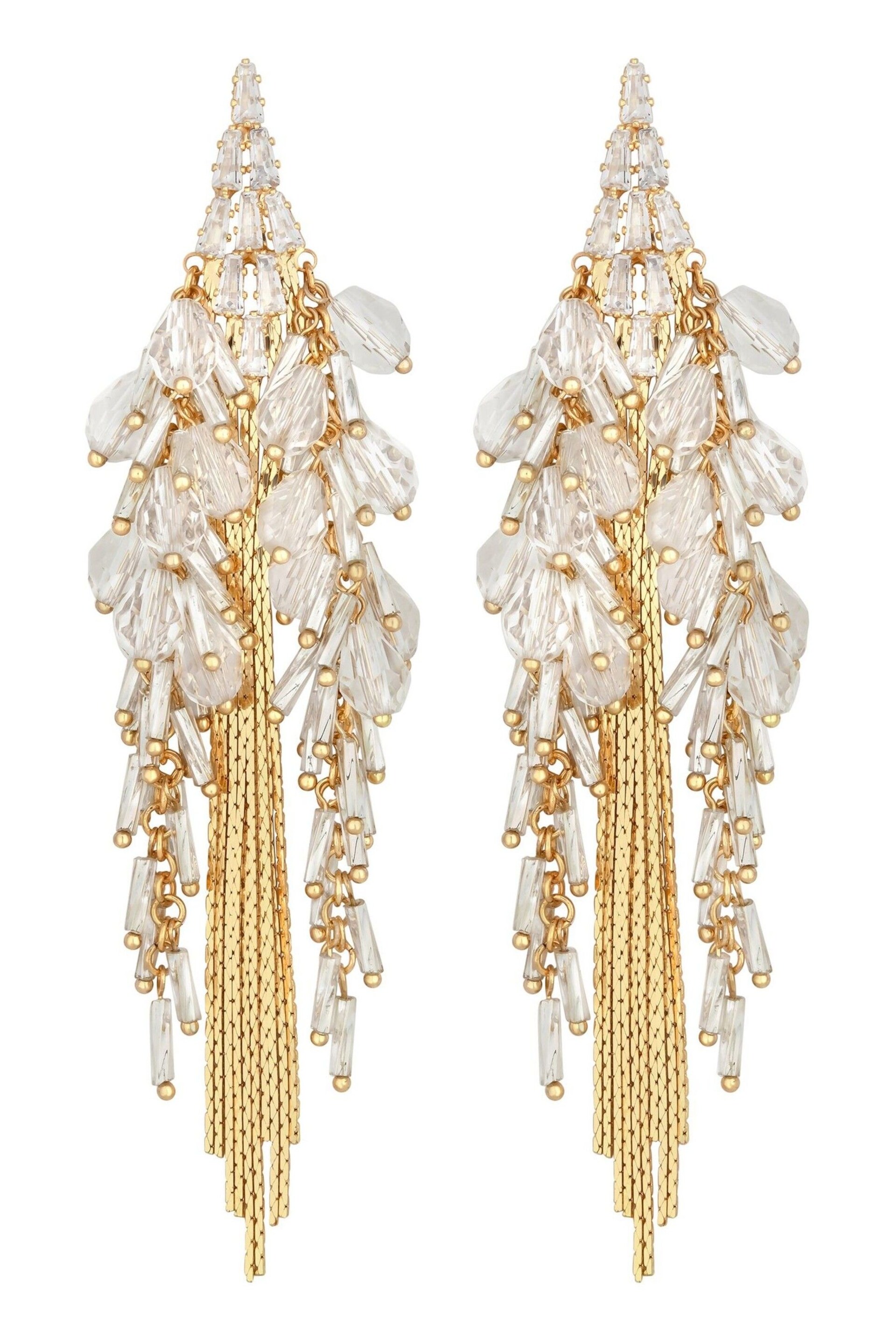 Jon Richard Gold Statement Faceted Bead Linear Earrings - Image 2 of 2