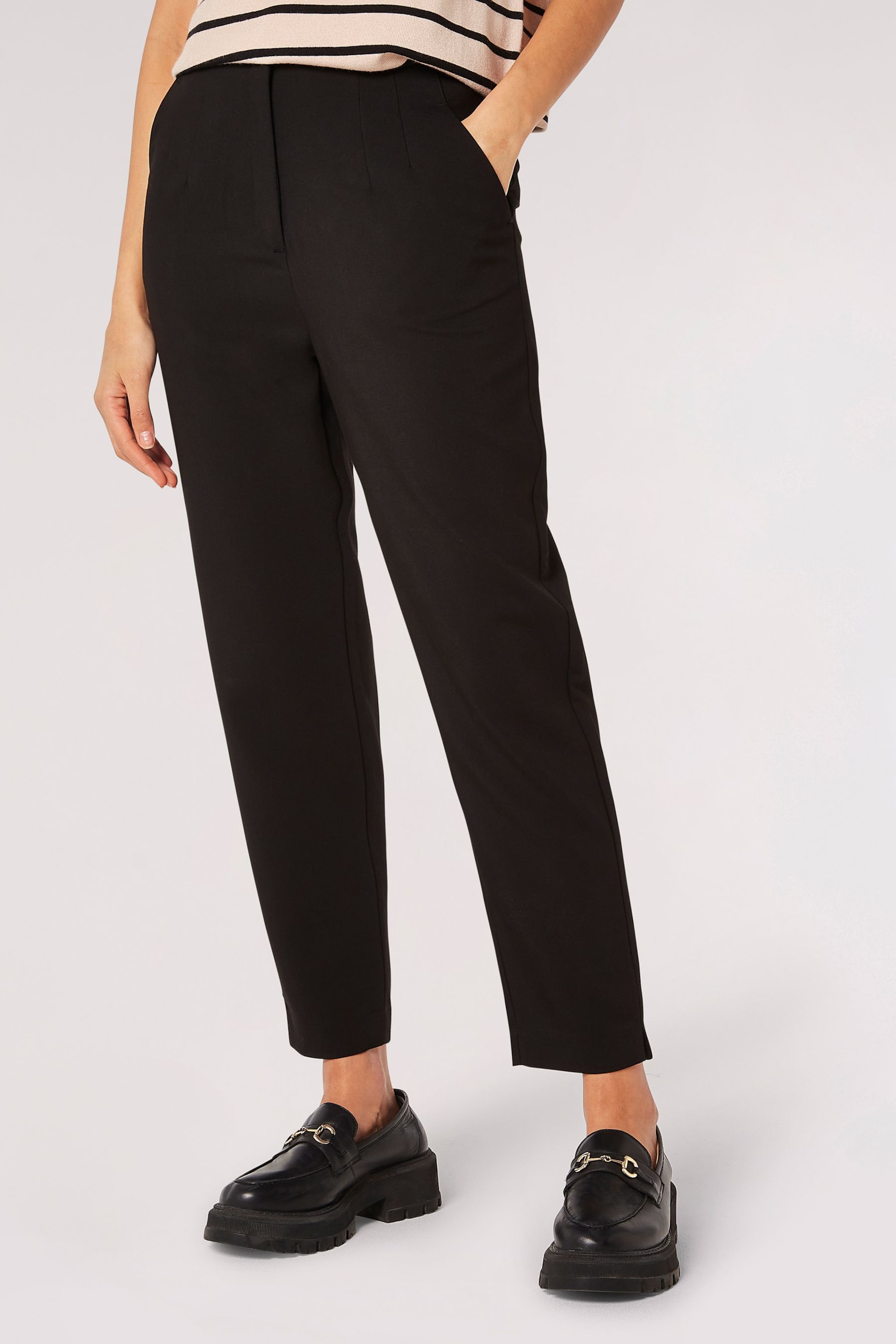Apricot Black Pintuck Cigarette Trousers - Image 1 of 4