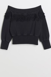 River Island Black Girls Cornelli Bardot Jumper - Image 2 of 4