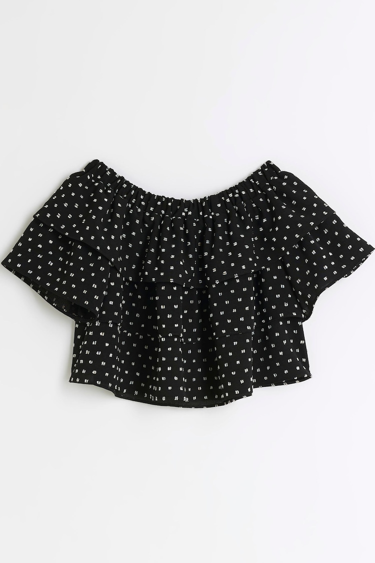 River Island Black Girls Jacquard Bardot Top - Image 1 of 3