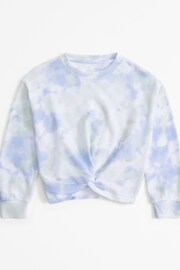 Abercrombie & Fitch Tie Dye Crew Neck Tie Front White Sweat Top - Image 1 of 1