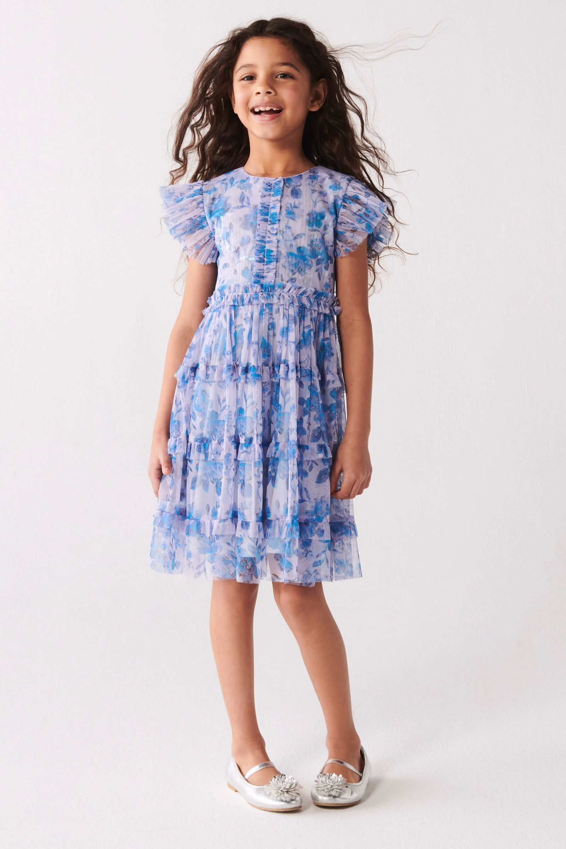 Buy River Island Blue Girls Floral Dress from Next Luxembourg
