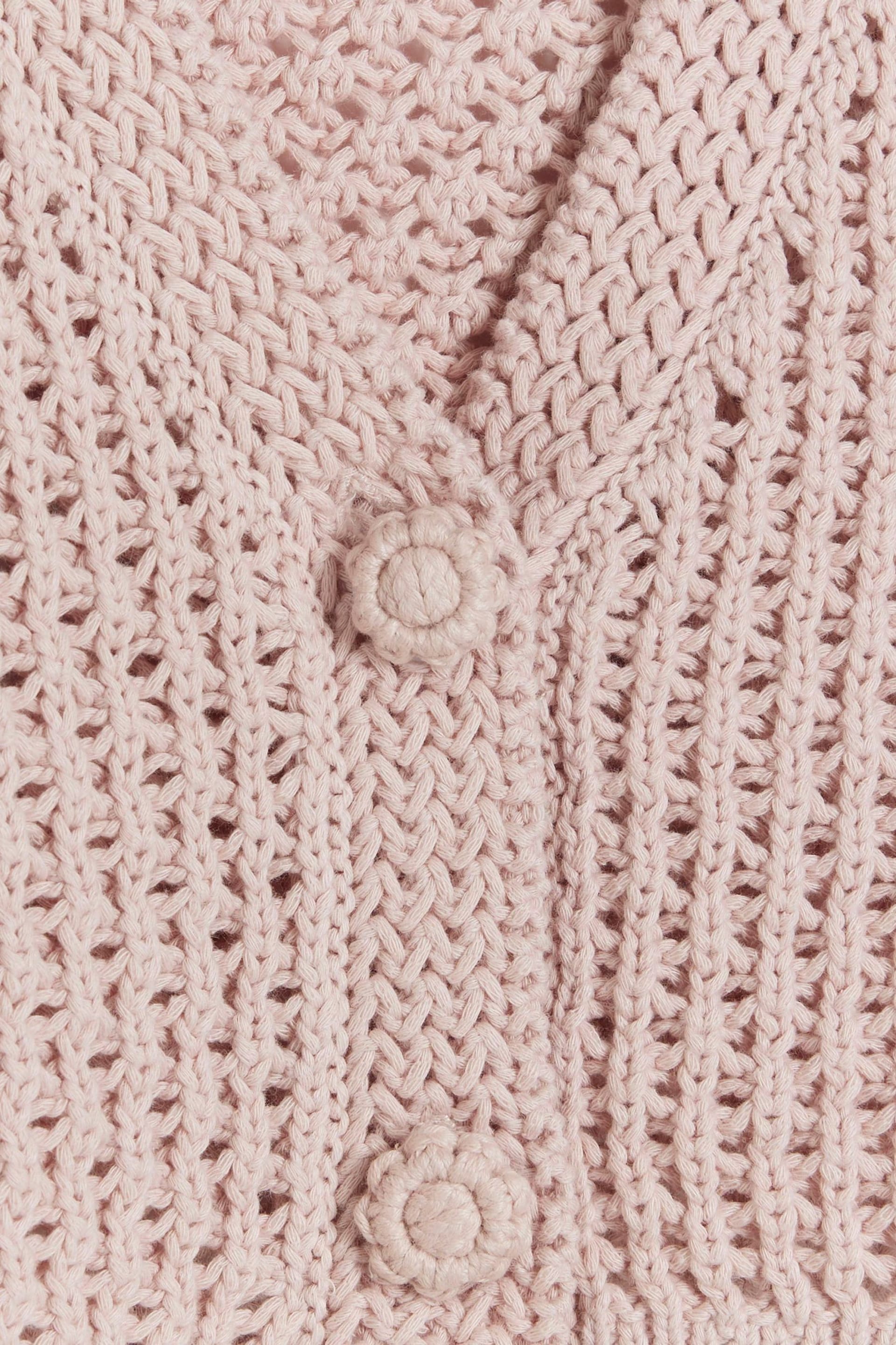 River Island Pink Girls Ecru Crochet Crop Cardigan - Image 4 of 4