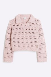 River Island Pink Girls Crochet Jumper - Image 1 of 3