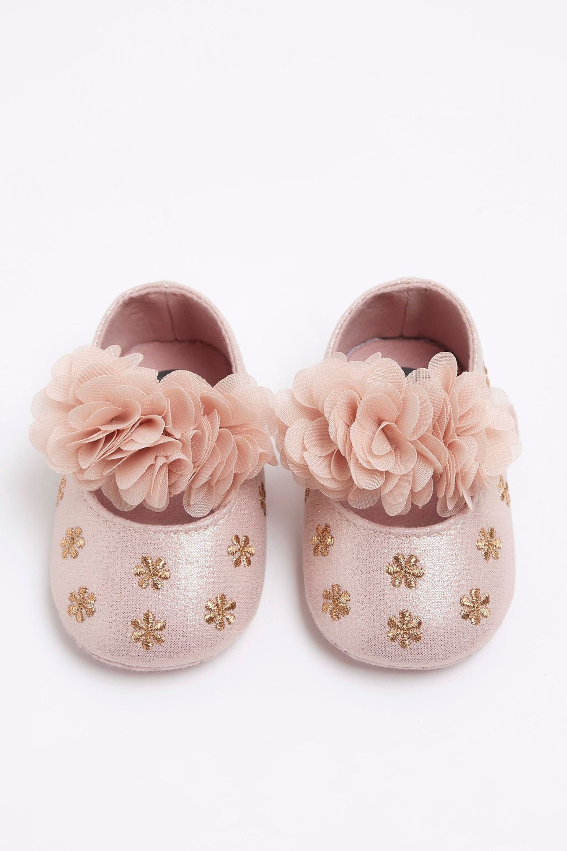 River Island Pink Baby Girls Corsage Floral Shoes - Image 1 of 5