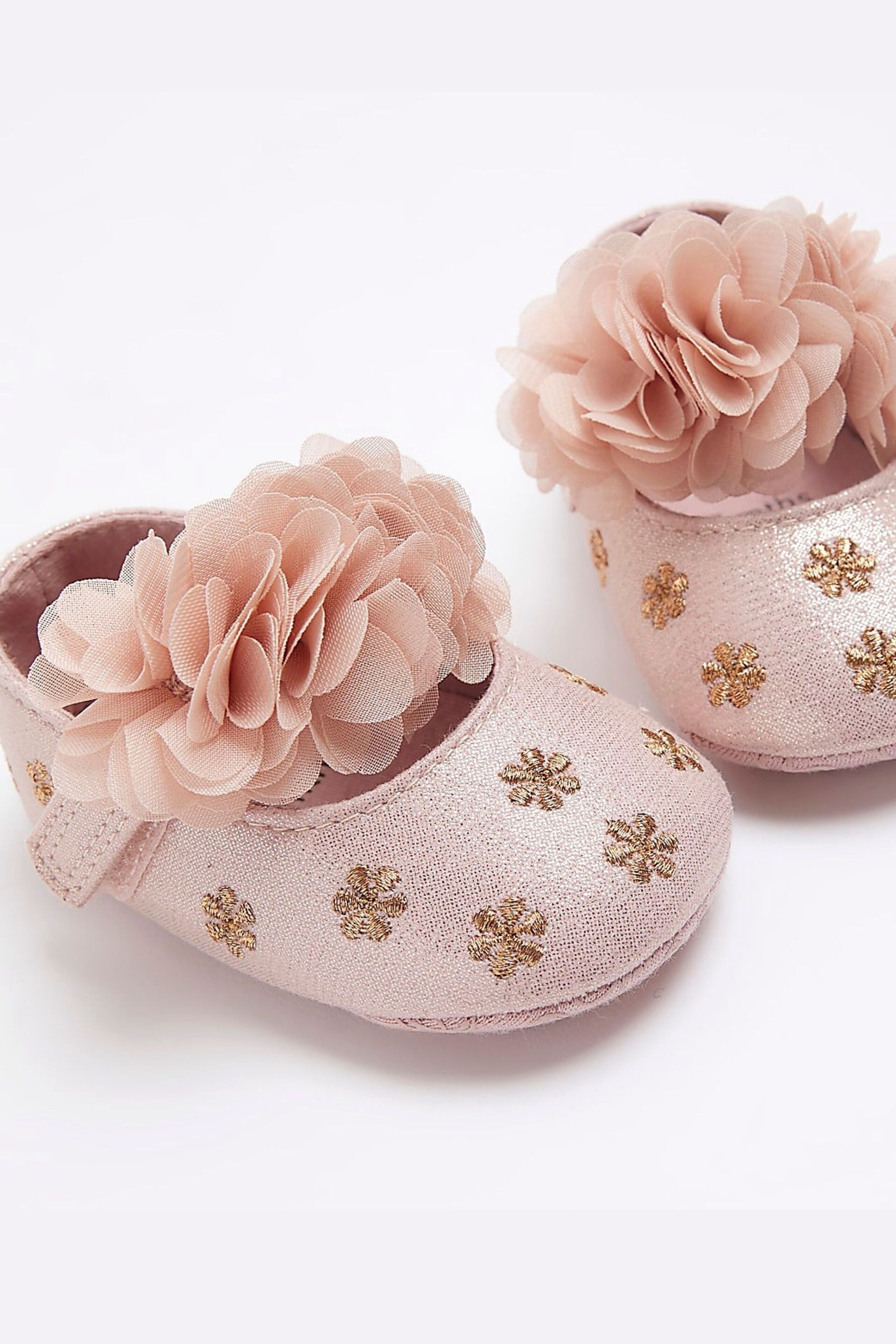 River Island Pink Baby Girls Corsage Floral Shoes - Image 3 of 5