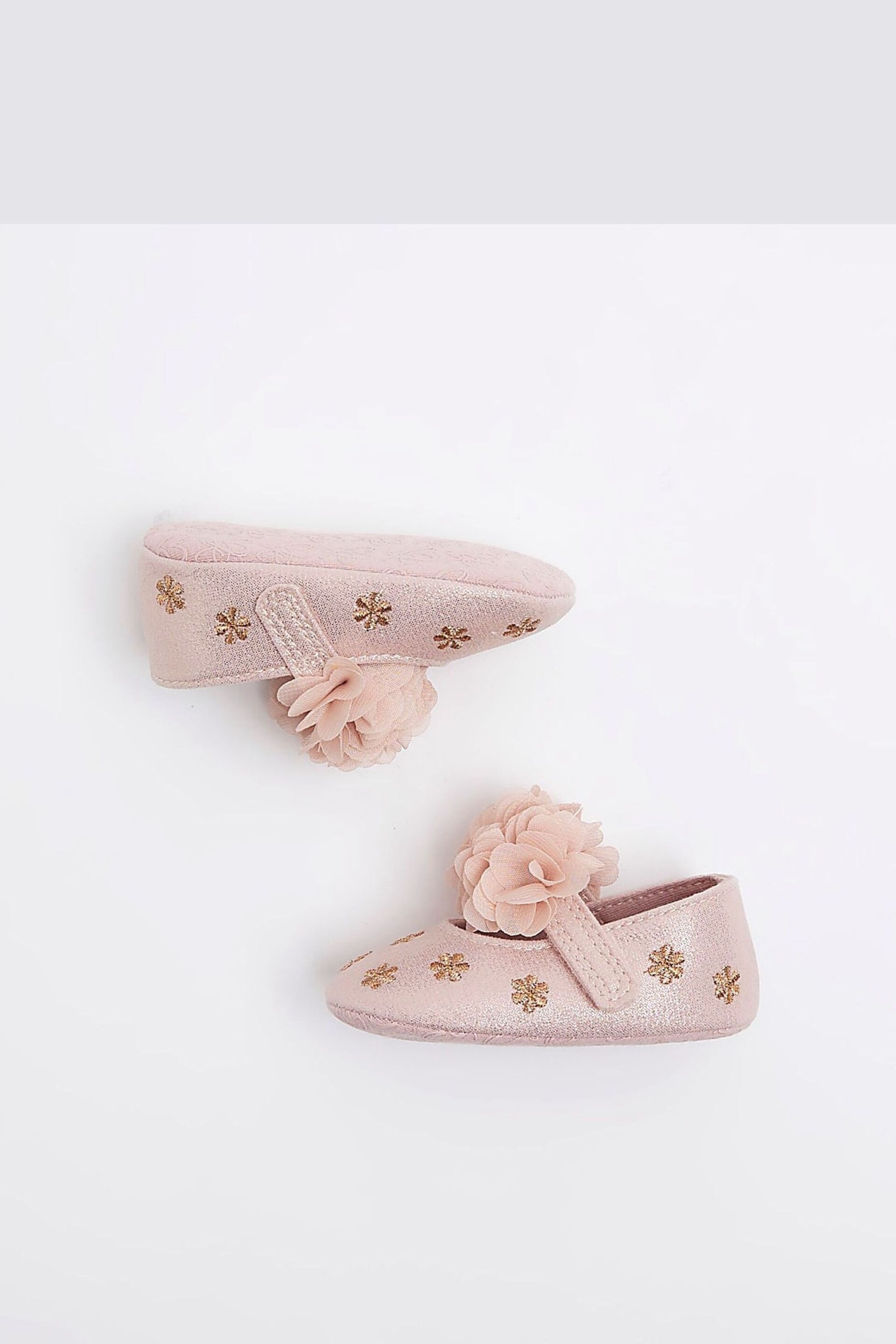 River Island Pink Baby Girls Corsage Floral Shoes - Image 5 of 5