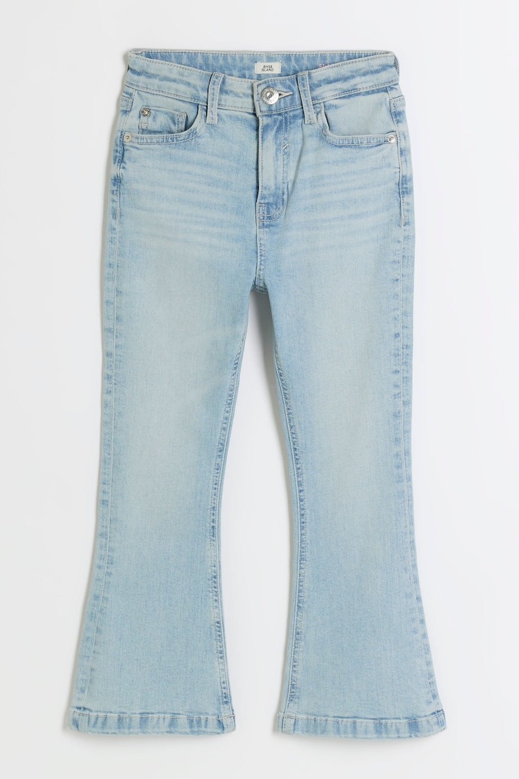 River Island Blue Girls Light Wash Flare 100% Cotton Jeans - Image 1 of 3