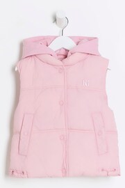 River Island Pink Mini Girls Puffer Gilet - Image 1 of 3