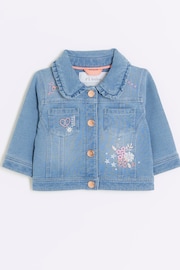 River Island Light Blue Baby Girls 100% Cotton Denim Jacket - Image 1 of 4