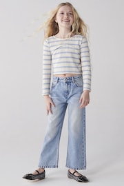 River Island Blue Girls Light Wash Straight 100% Cotton Jeans - Image 2 of 2