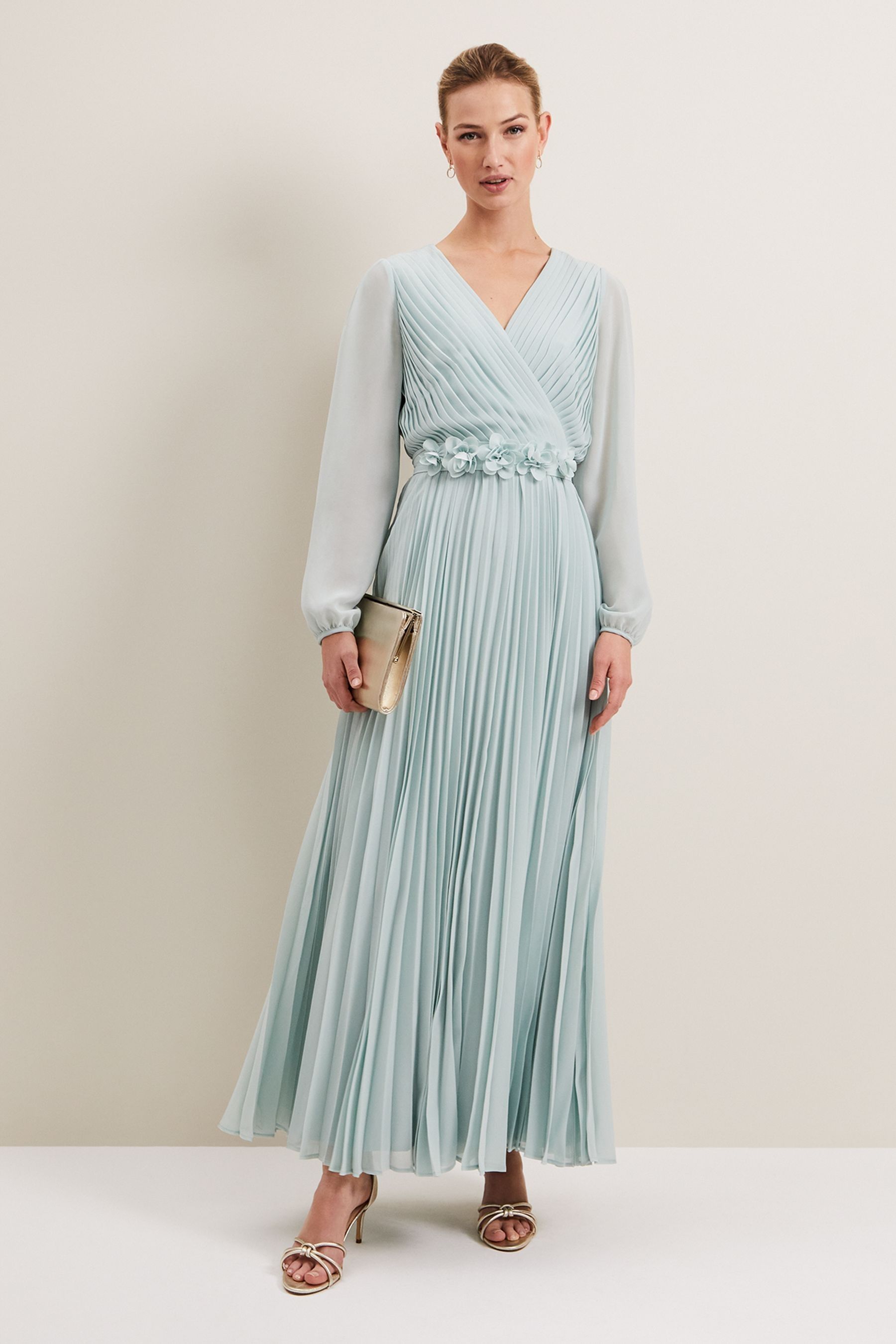 Buy Phase Eight Blue Alecia Pleat Maxi Dress from Next Qatar