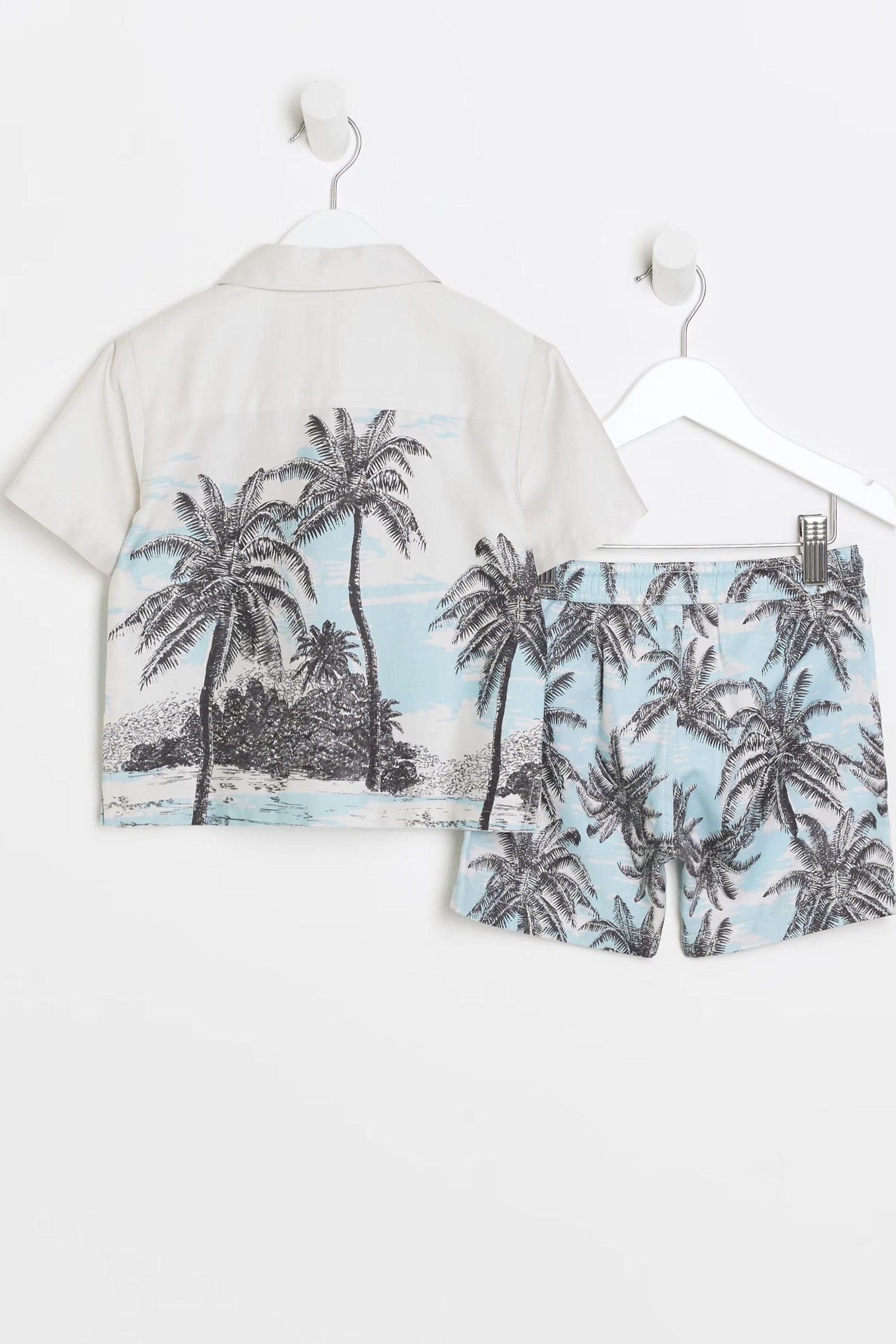 River Island Cream Boys Palm Print Pyjama Set - Image 2 of 5