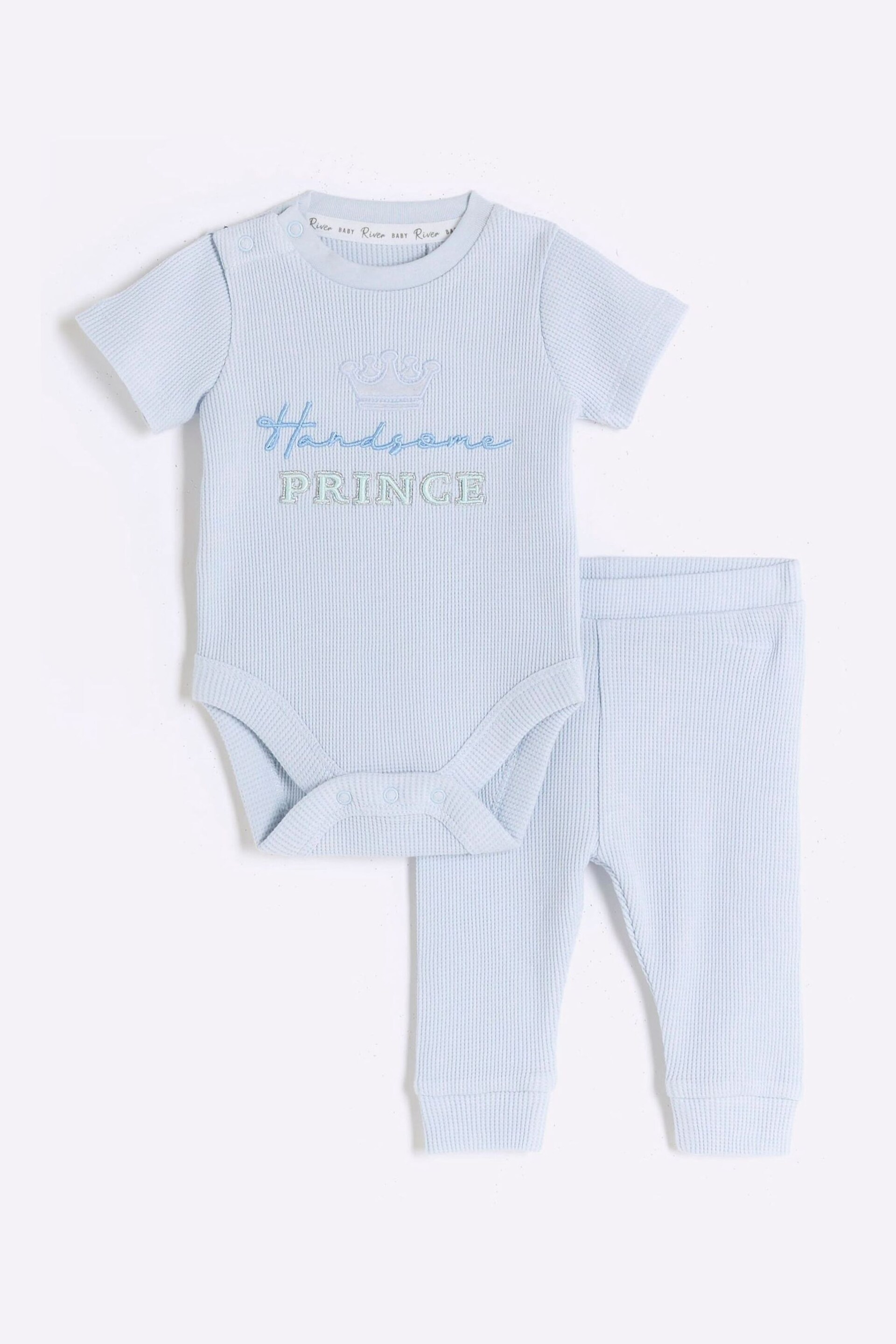River Island Blue Baby Boys Romper Suit - Image 1 of 3
