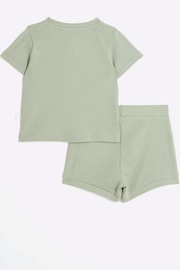 River Island Green Baby Boys Rib Shorts Set - Image 2 of 5