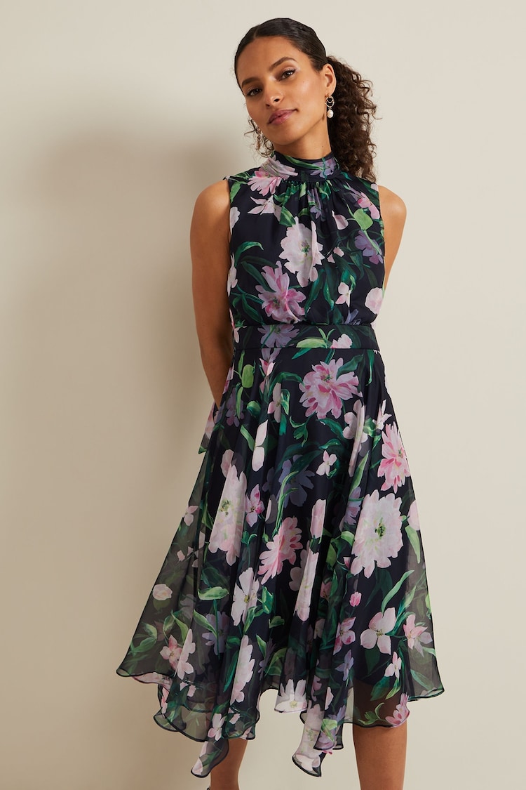 Phase Eight Black Petite Floral Petite Lucinda Dress - Image 1 of 6