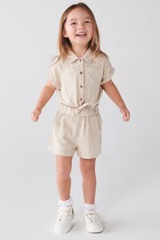 River Island Natural Mini Girls Linen Tie Front Set - Image 1 of 4