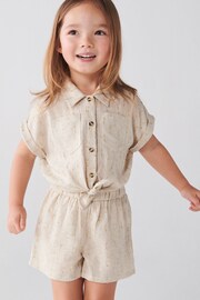 River Island Natural Mini Girls Linen Tie Front Set - Image 4 of 4
