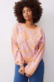 Oliver Bonas Orange Lovestruck Heart Knitted Jumper - Image 1 of 8