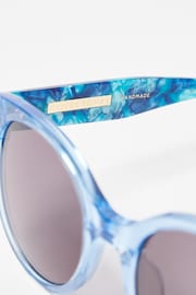 Oliver Bonas Blue Faux Tortoiseshell Round Acetate Sunglasses - Image 5 of 6