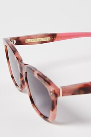 Oliver Bonas Pink Faux Tortoiseshell Pink Rectangle Acetate Sunglasses - Image 4 of 5