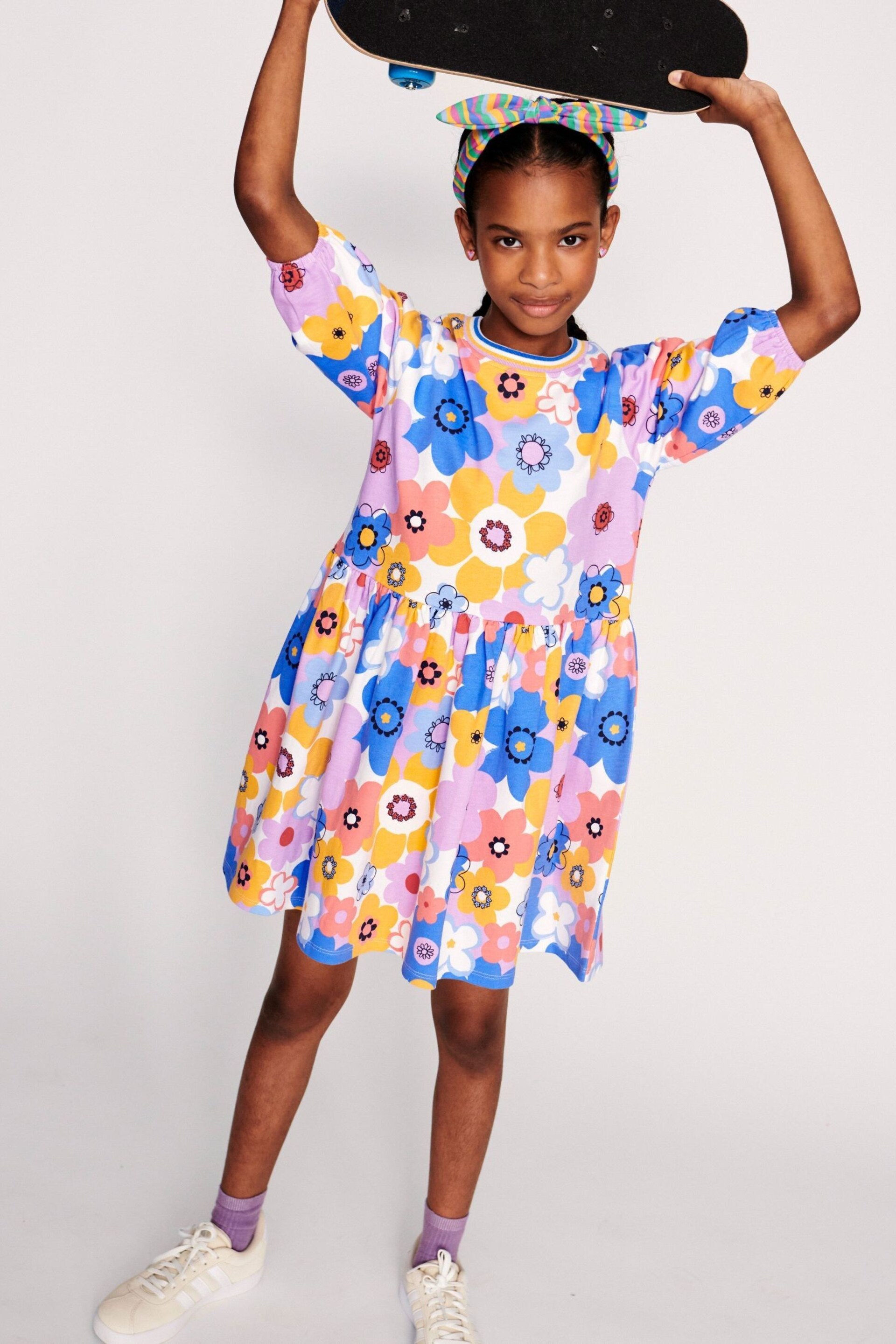 Monsoon Blue Retro Floral Dress - Image 1 of 4