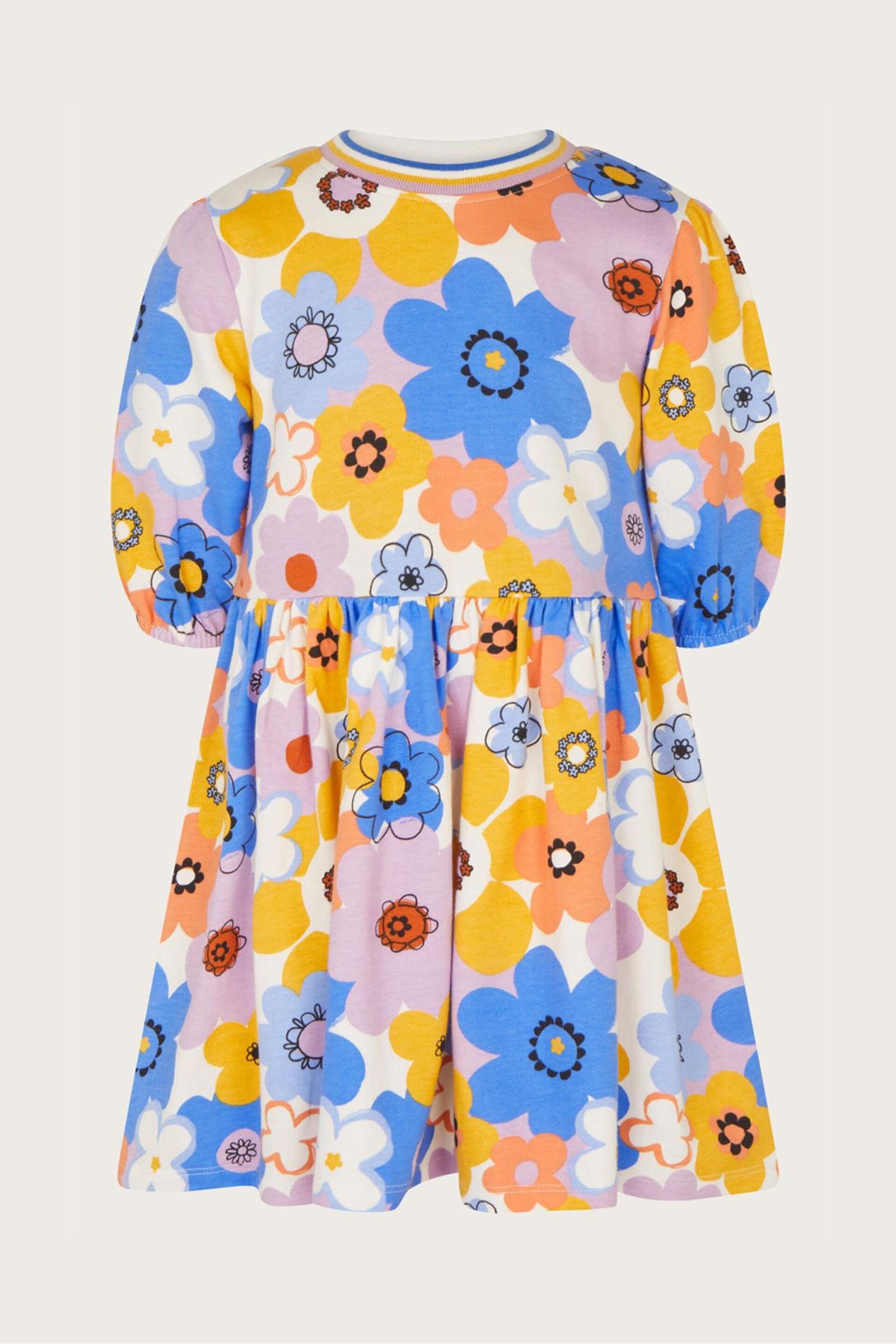 Monsoon Blue Retro Floral Dress - Image 2 of 4