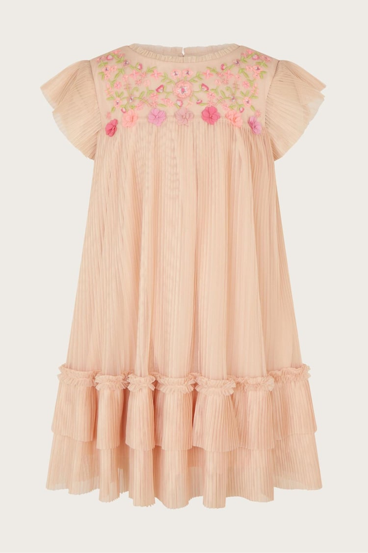 Monsoon Pink Embroidered Mesh Dress - Image 1 of 3