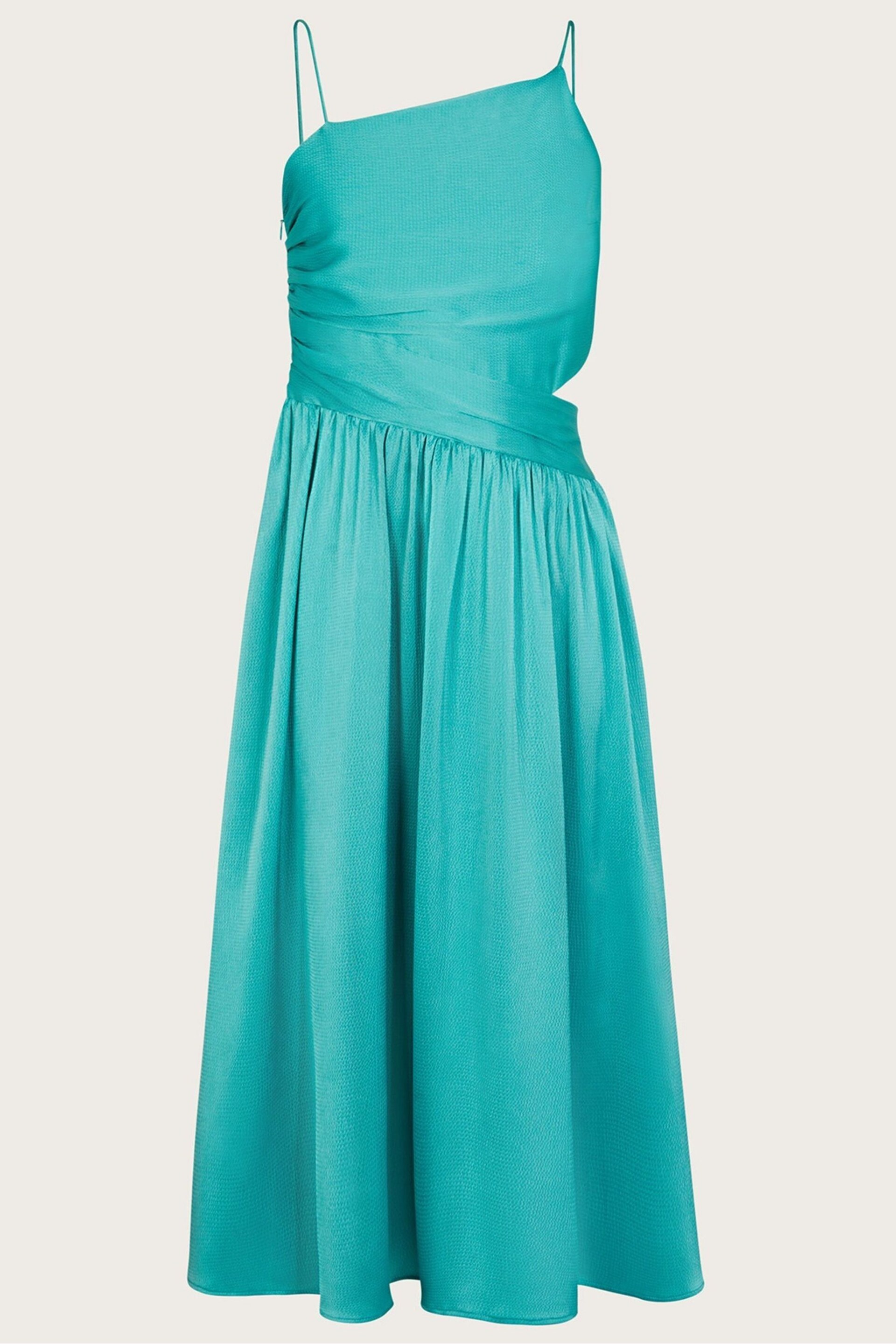 Monsoon Blue Satin Cut-Out Prom Dress - Image 1 of 3