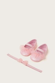 Monsoon Pink Baby Ruffle Booties and Bando Set - Image 1 of 2