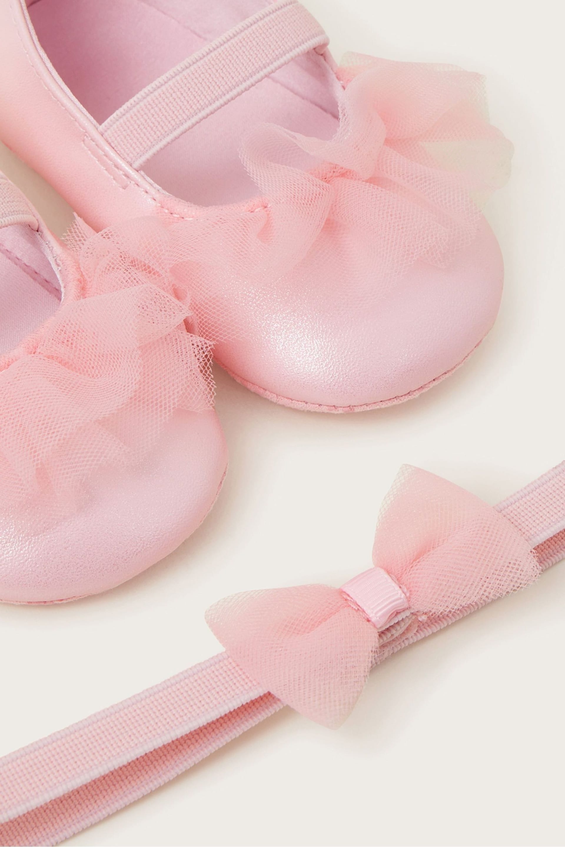 Monsoon Pink Baby Ruffle Booties and Bando Set - Image 2 of 2