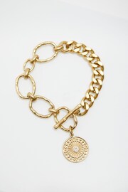 Mood Gold Tone Polished Chunky Chain Medallion Necklace - Image 1 of 3