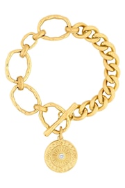 Mood Gold Tone Polished Chunky Chain Medallion Necklace - Image 3 of 3
