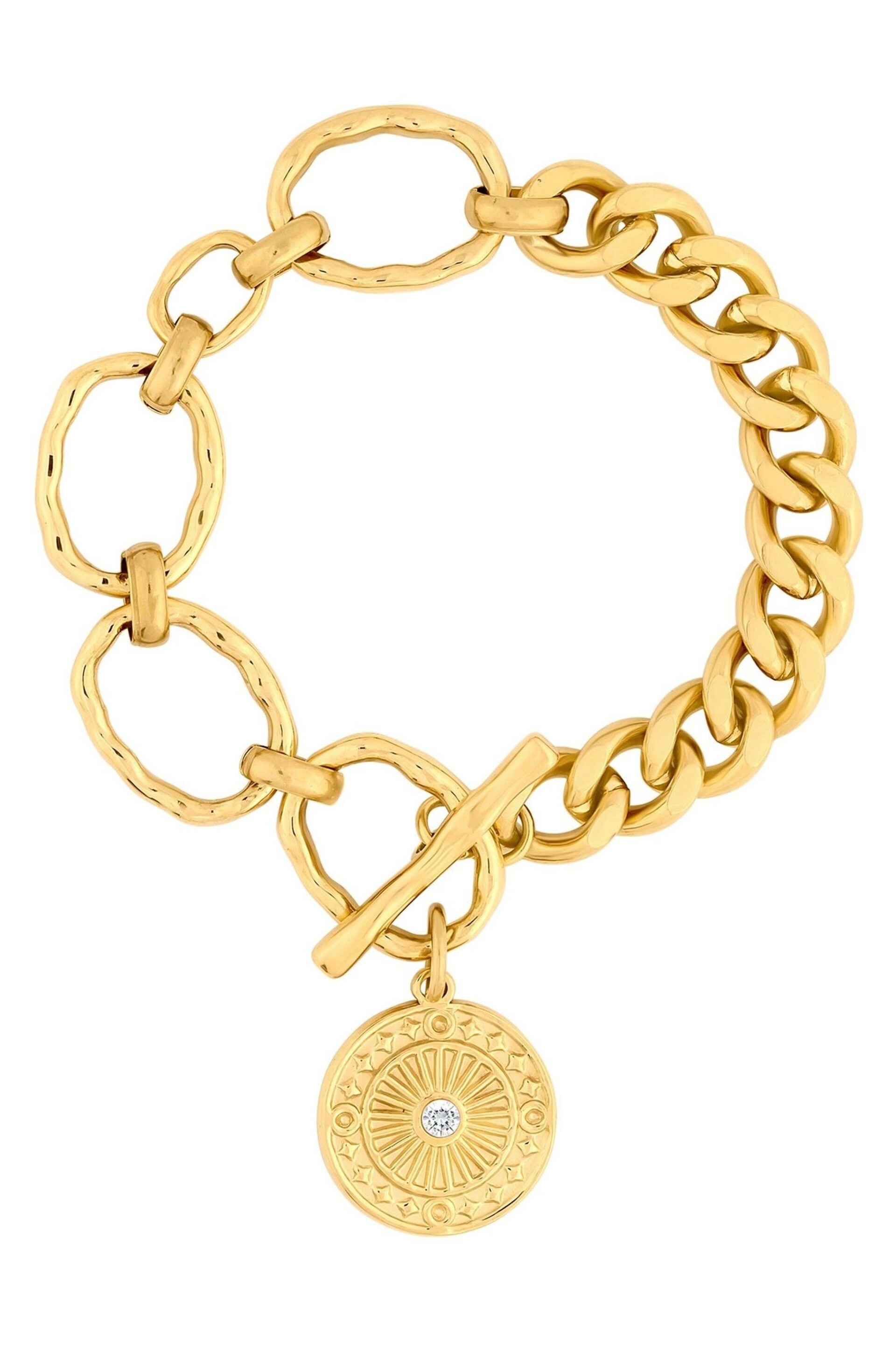 Mood Gold Tone Polished Chunky Chain Medallion Necklace - Image 3 of 3