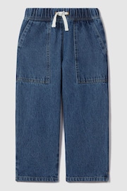 Reiss Blue Marloe Junior Drawstring Waist Straight Leg Jeans - Image 2 of 4