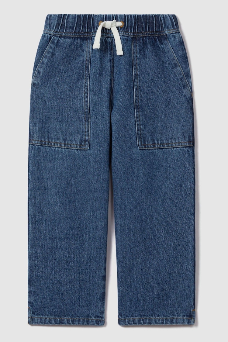 Reiss Blue Marloe Junior Drawstring Waist Straight Leg Jeans - Image 2 of 4