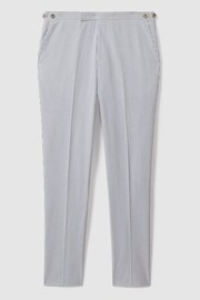 Reiss Soft Blue/White Barr Cotton Seersucker Adjuster Trousers - Image 2 of 5