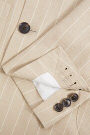 Reiss Oatmeal Jeremiah Slim Fit Double Breasted Striped Blazer - Image 7 of 7