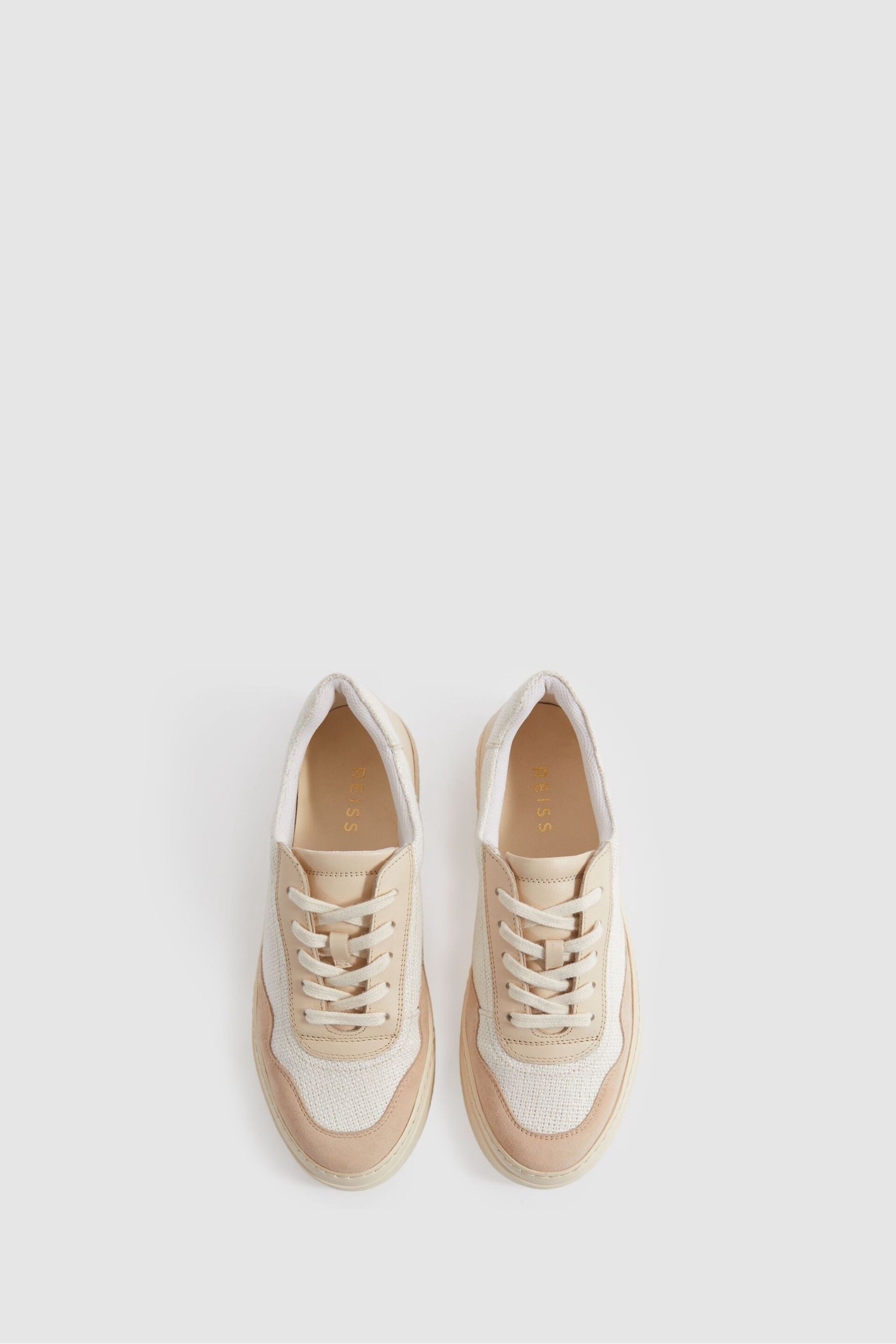 Reiss Natural Asha Canvas Leather Chunky Trainers - Image 3 of 6