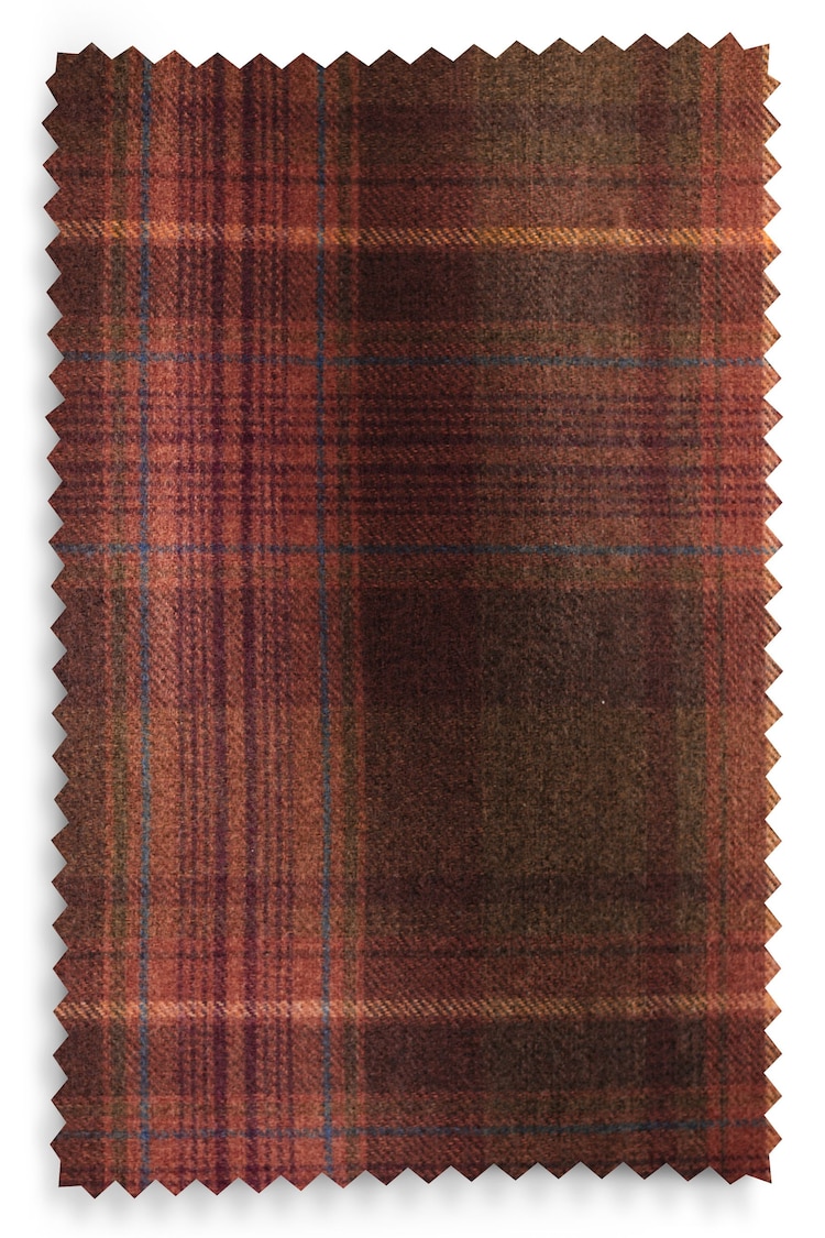 Rust Orange Brushed Check Lined Curtains - Image 5 of 5