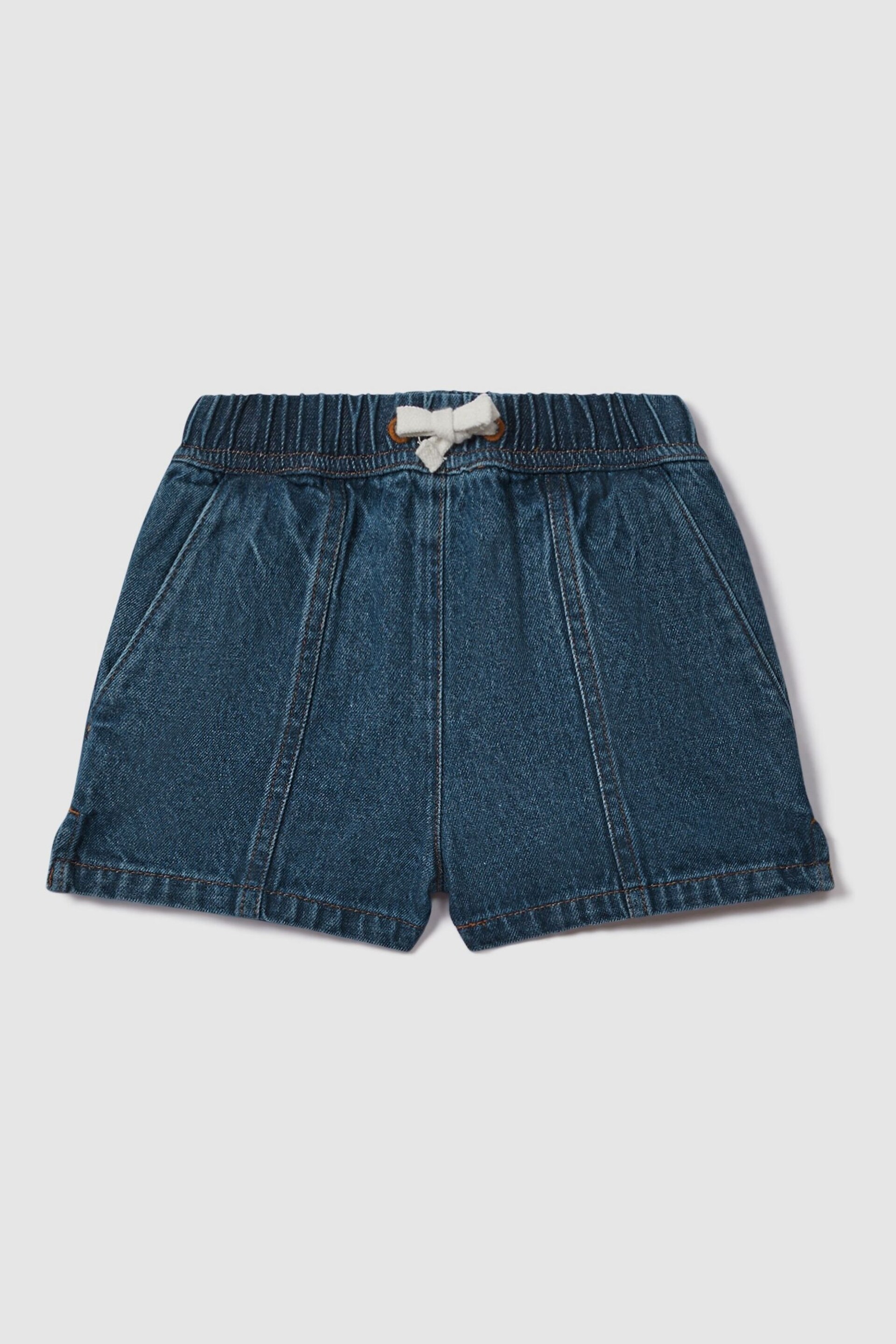 Reiss Blue Marloe Senior Drawstring Denim Shorts - Image 2 of 4