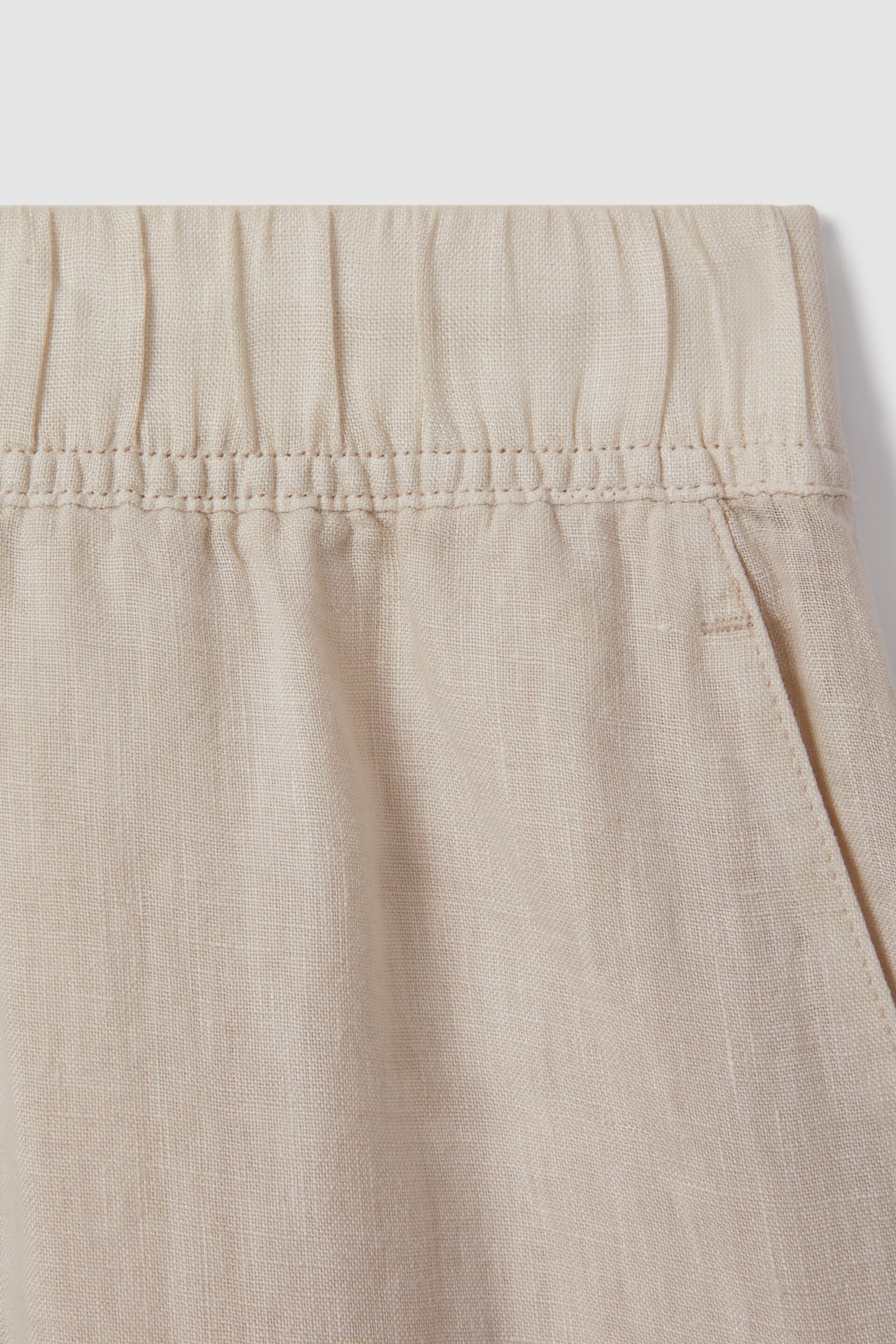 Reiss Oatmeal Cleo Garment Dyed Wide Leg Linen Trousers - Image 6 of 6