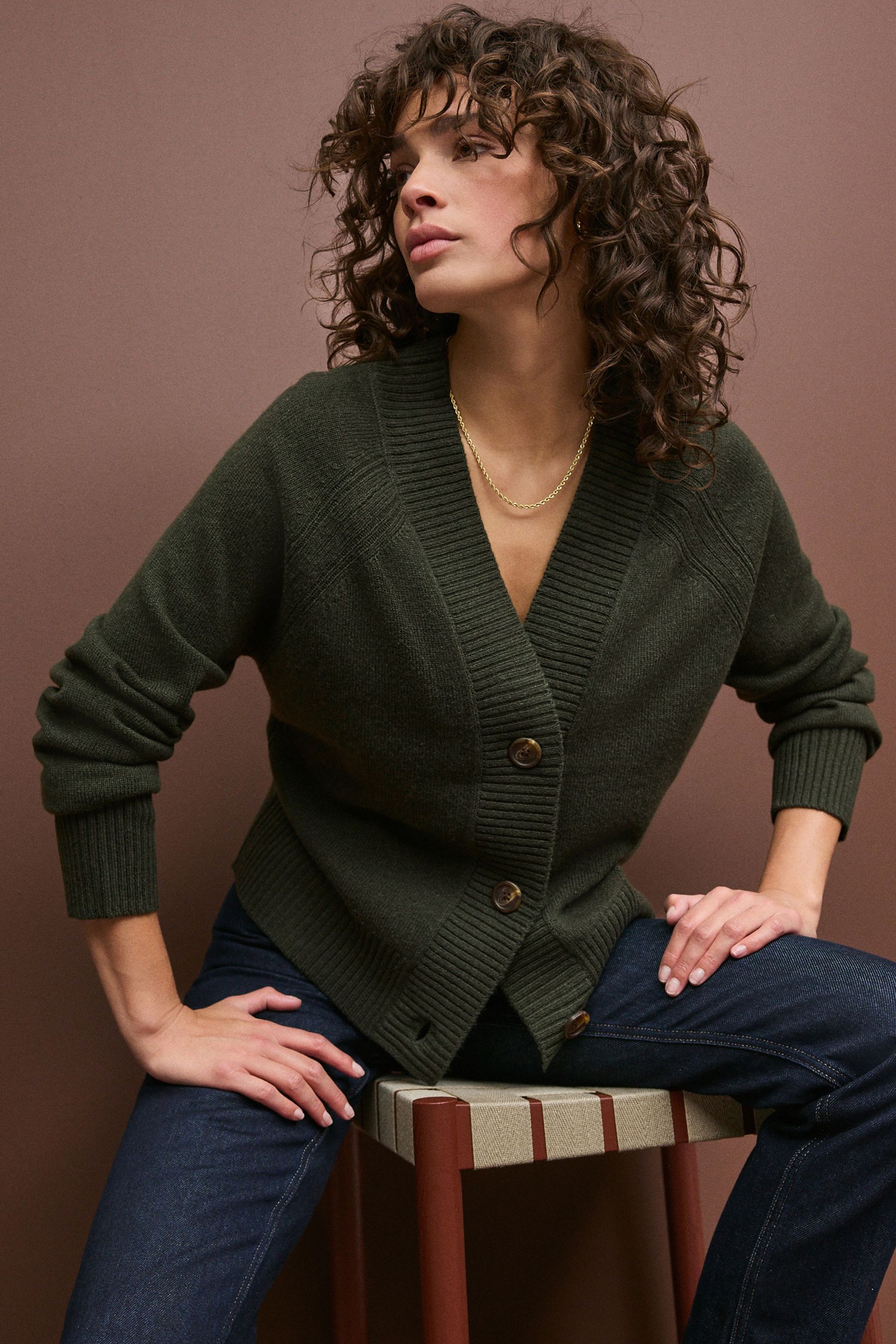 100 Lambswool Soft Touch Button Through Cardigan
